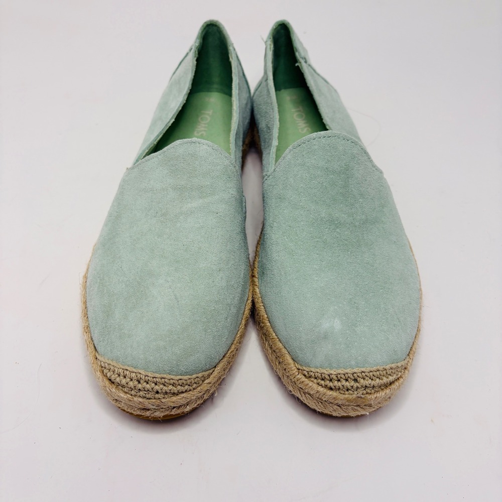 TOMS Womens Mint Green Suede Espadrille Slip On Flats Size 6
